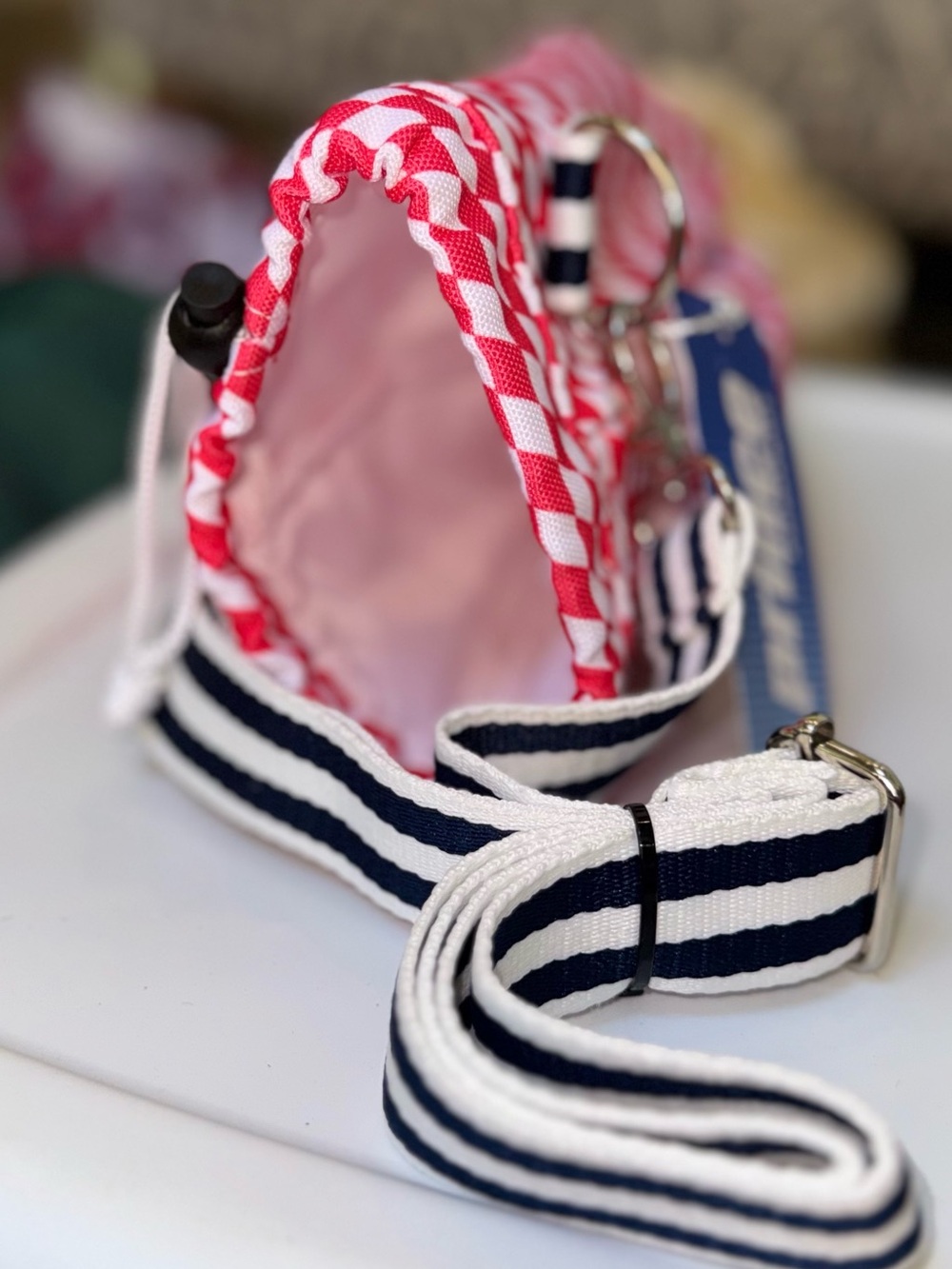 Prince Red Checkered Accessory Pouch with Pink Stripe pickleball - Picture 2 of 2